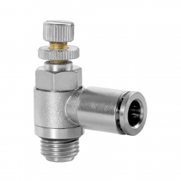 SC-ML-06-G18-EC Фитинг угловой с регулировкой расхода (пневмодроссель), 6мм x G 1/8 (наруж.резьба),